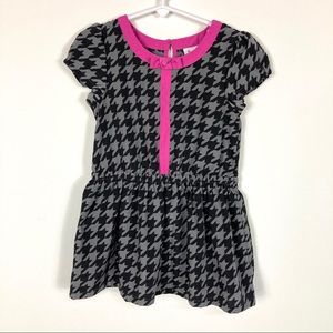 Circo Girl's Houndstooth, Black, Gray, and Pink Dress Size 4T